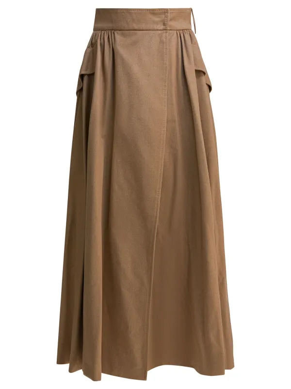 Draped Wrap Midi Skirt Skirts Brown sold by Wanan Luxury