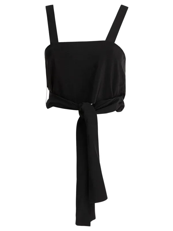 Cropped Tank Top With Ribbons Tops Black made by Chloe