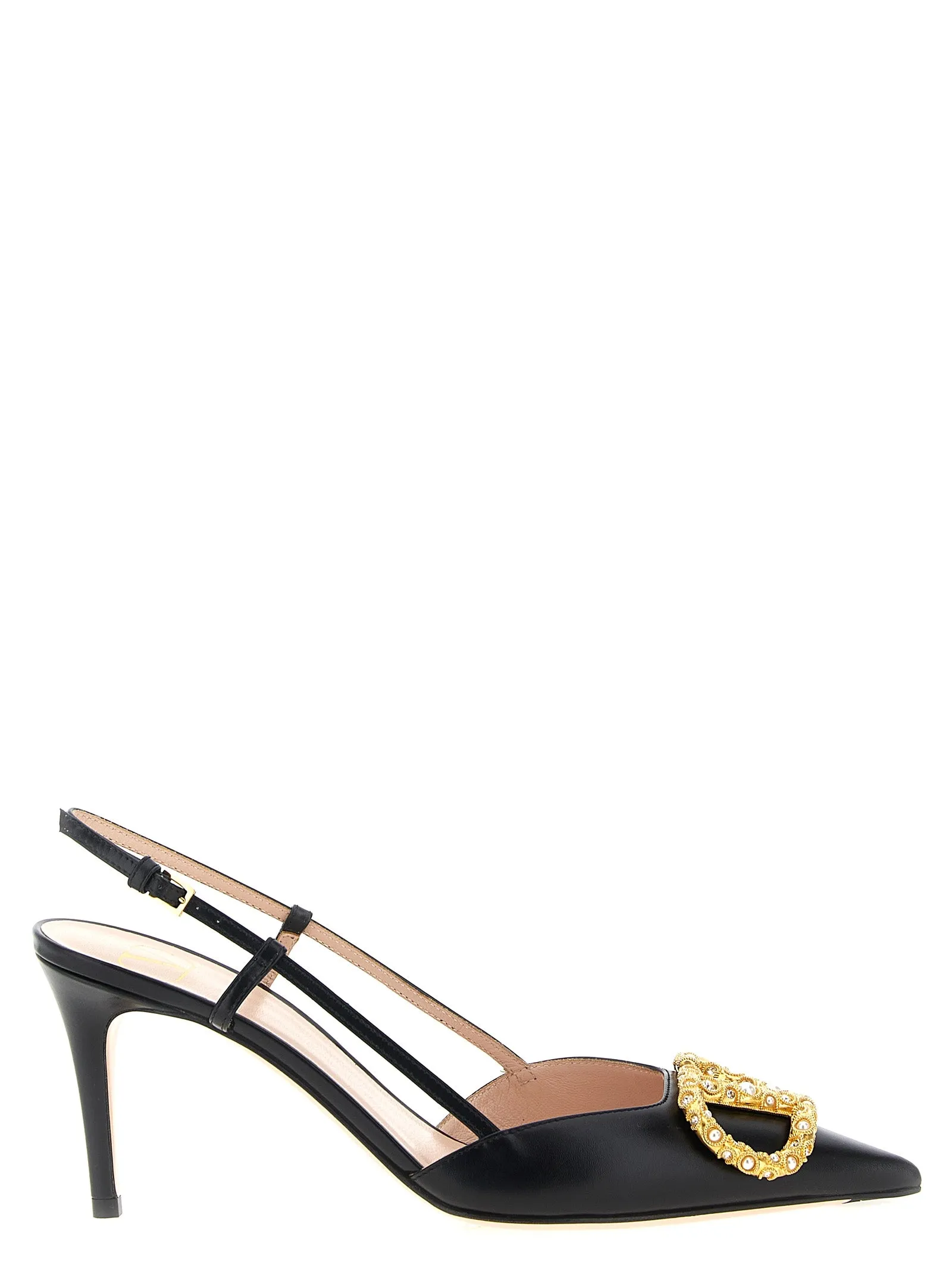 Slingback Valentino Garavani Vlogo Signature Pumps Black sold by Wanan Luxury