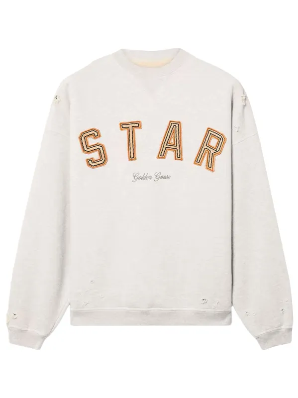 Melange Cotton Star Sweatshirt With Embroidery made by Golden Goose