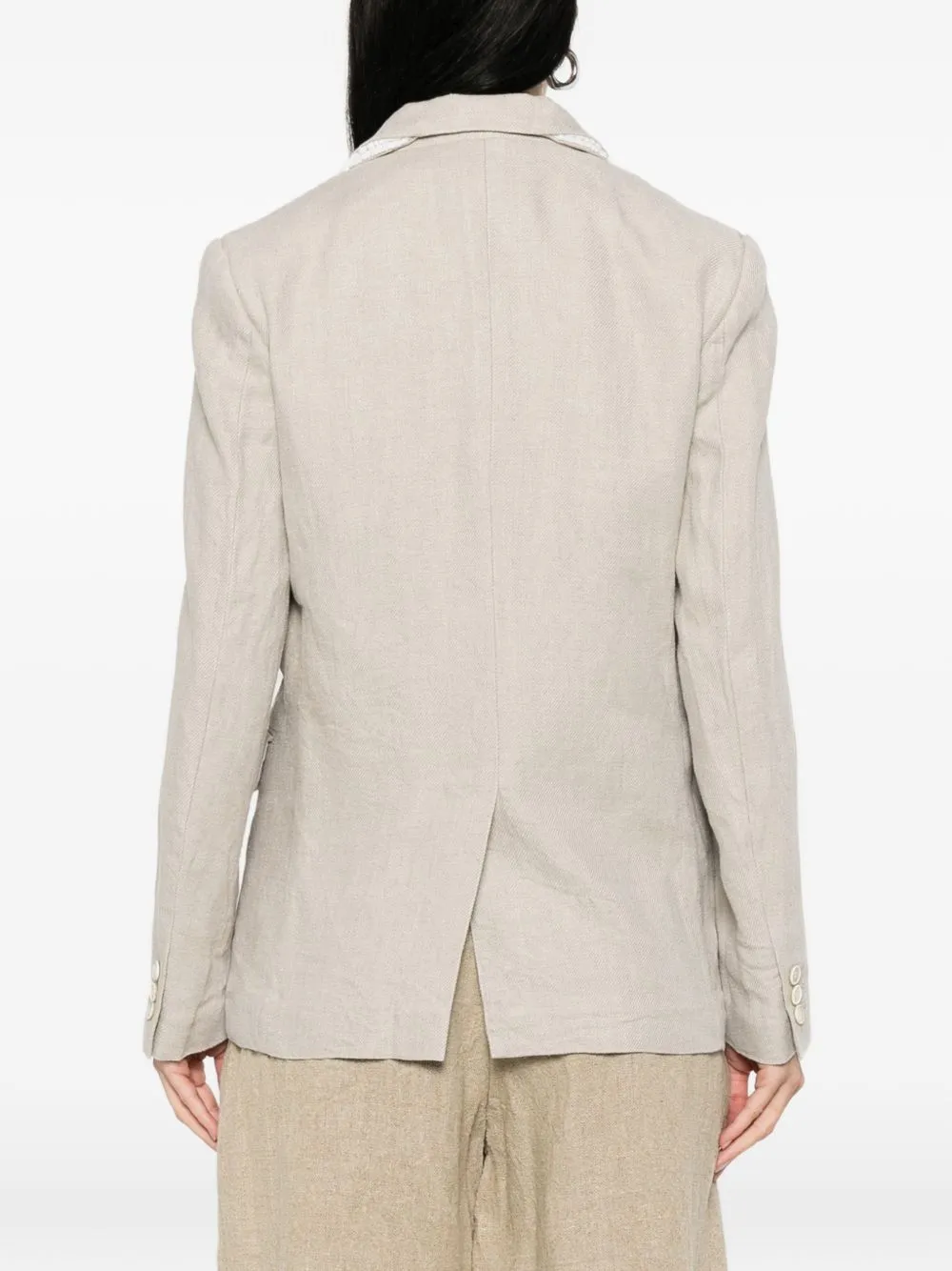 Linen Single-Breasted Jacket sold by Wanan Luxury product image thumbnail 4