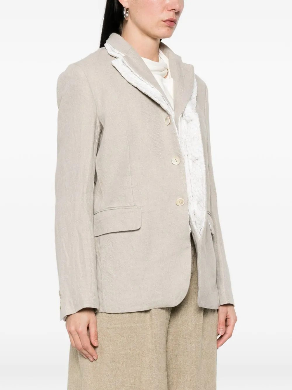 Linen Single-Breasted Jacket sold by Wanan Luxury product image thumbnail 5
