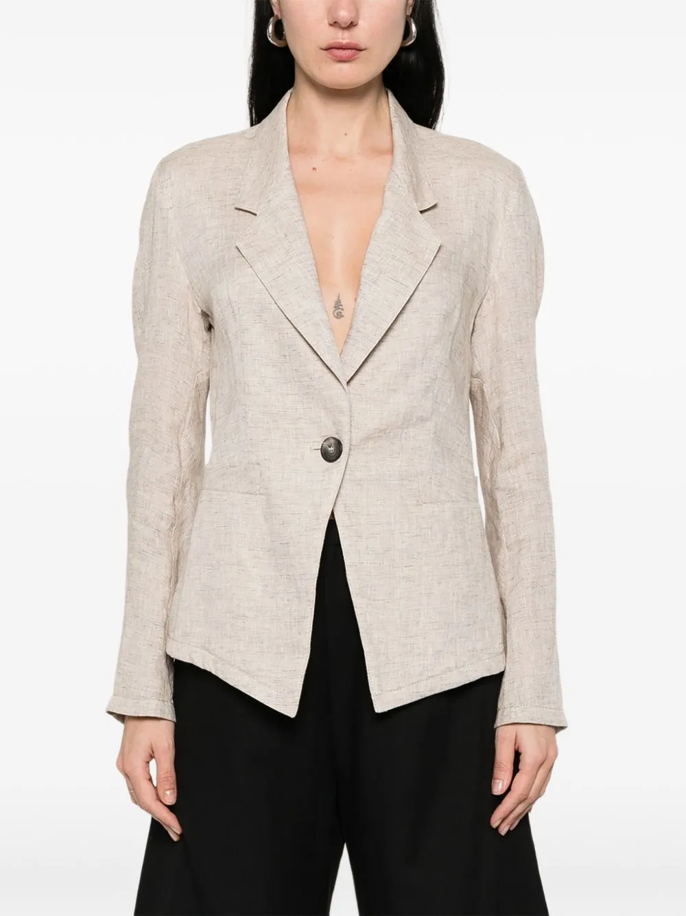 Linen Single-Breasted Jacket sold by Wanan Luxury product image thumbnail 5