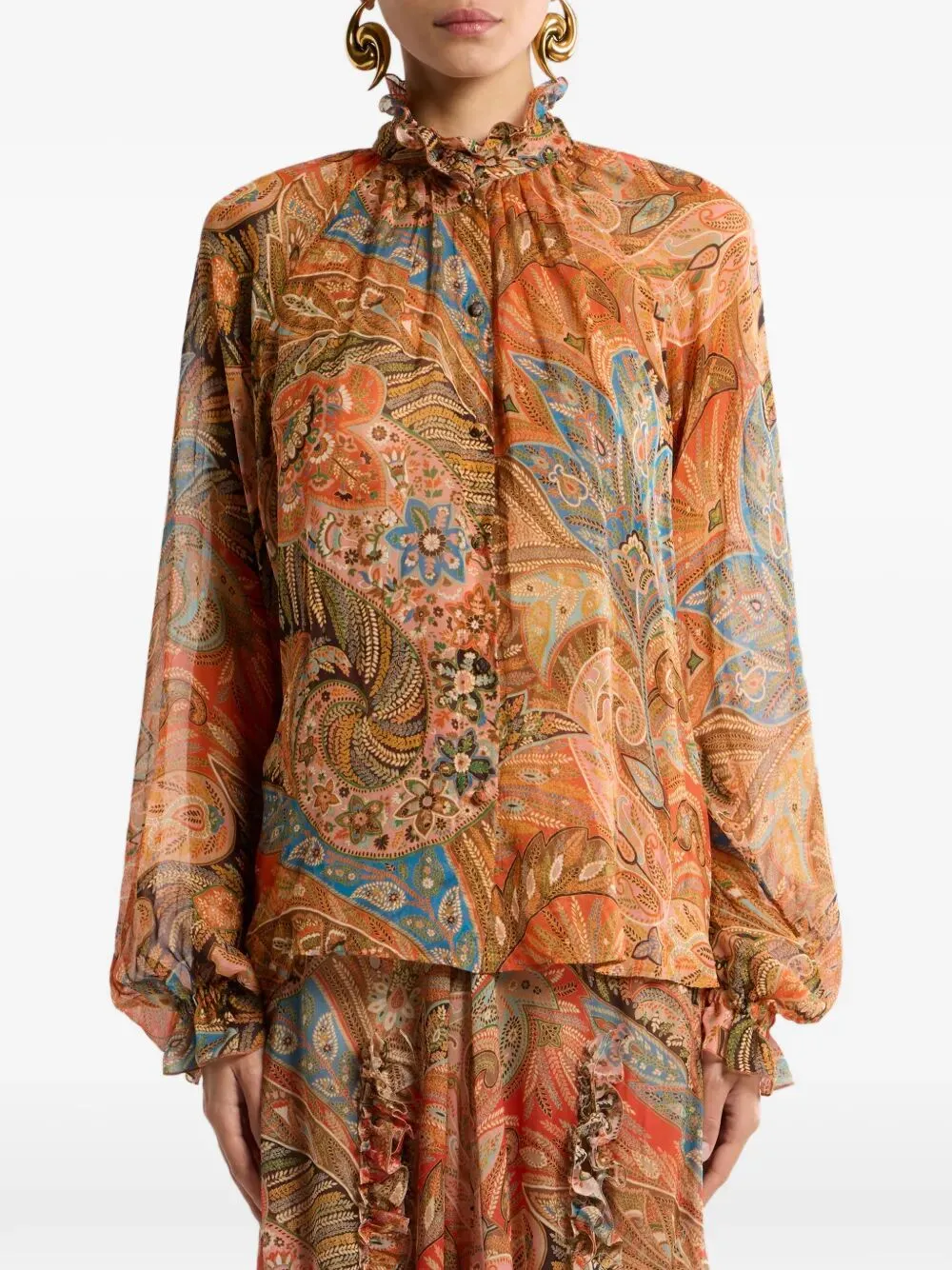 Silk Shirt With Ruffles And Paisley Motif sold by Wanan Luxury product image thumbnail 3