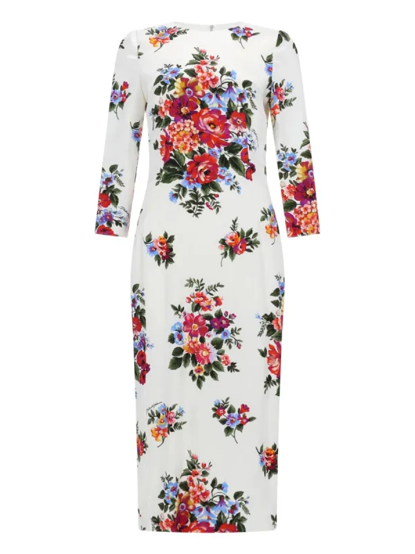 Midi Dress With Floral Print made by Dolce & Gabanna