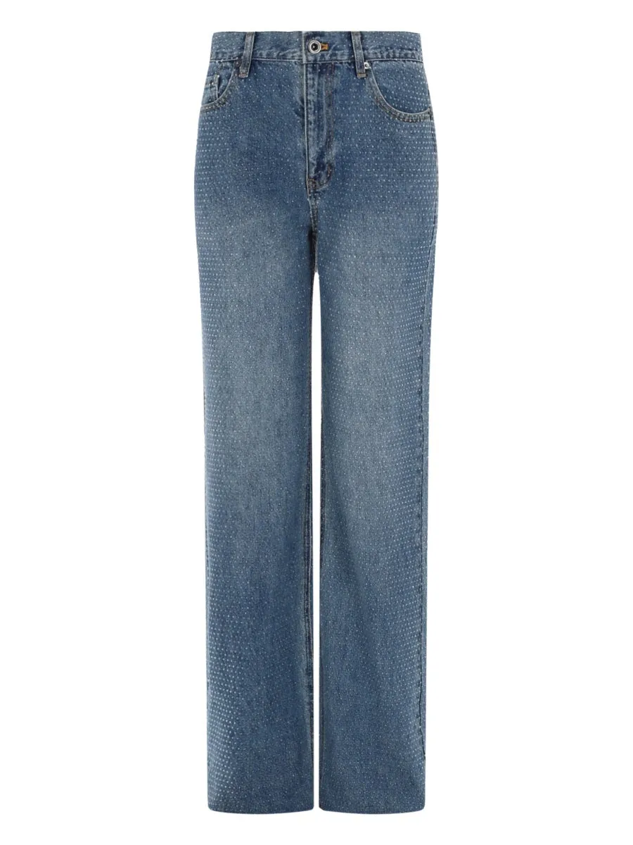 Jeans With Rhinestones sold by Wanan Luxury