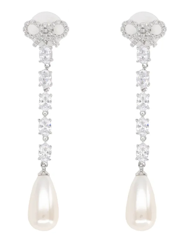 "Bow Pearl Droplet" Earrings sold by Wanan Luxury