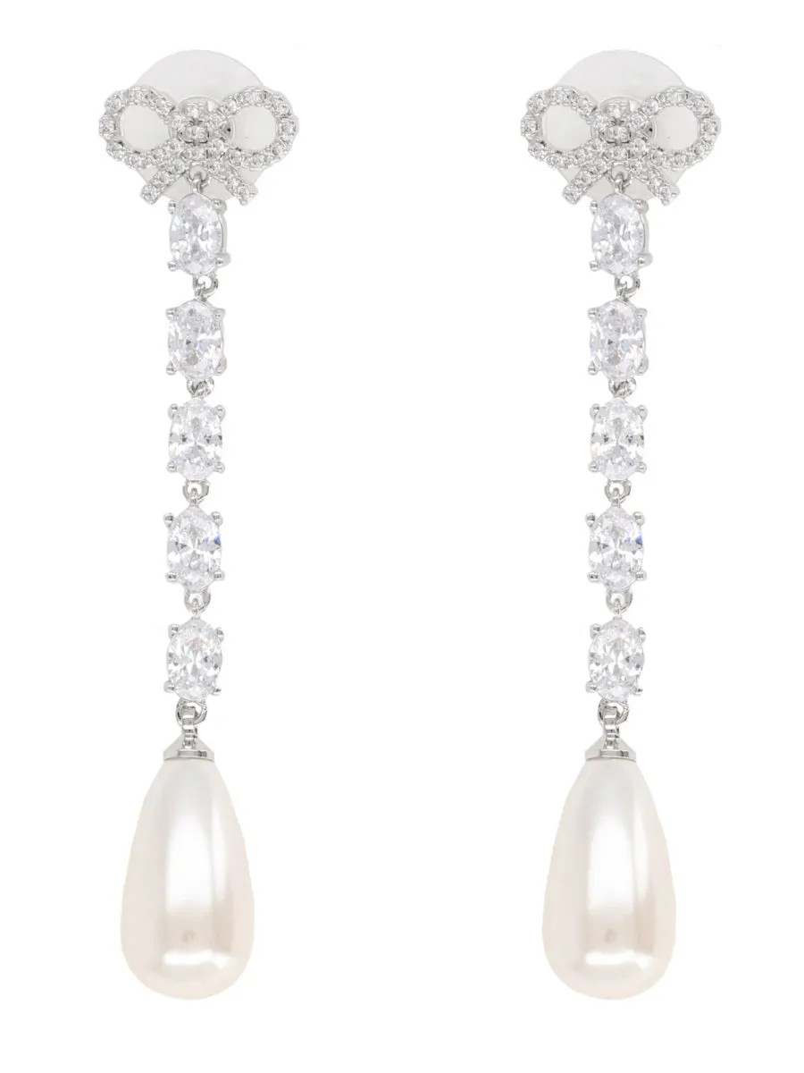 "Bow Pearl Droplet" Earrings sold by Wanan Luxury