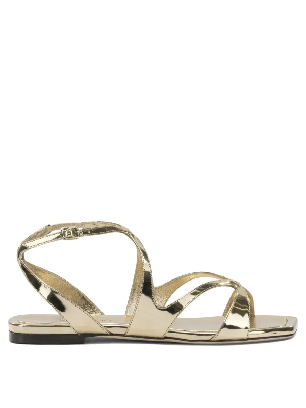 Ayla Flat Sandals Gold made by Jimmy Choo