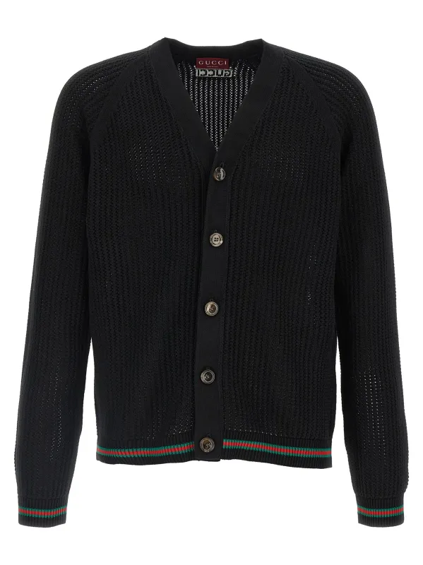 Web Ribbon Cardigan Sweaters And Cardigans Black made by Gucci
