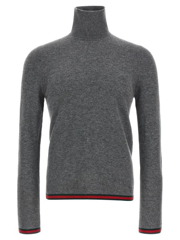 Web Ribbon Mesh Sweaters And Cardigans Gray made by Gucci