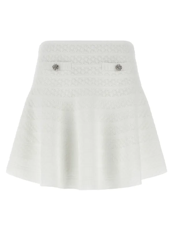 Pointelle Knit Skirts White made by Self-Portrait