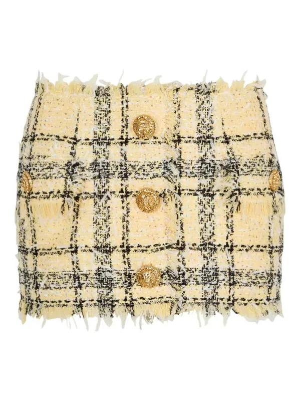 Tweed Skirt With Buttons made by Balmain
