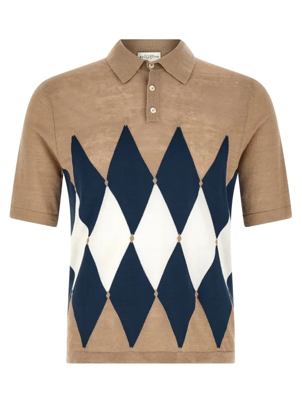 Argyle Polo Beige made by Ballantyne