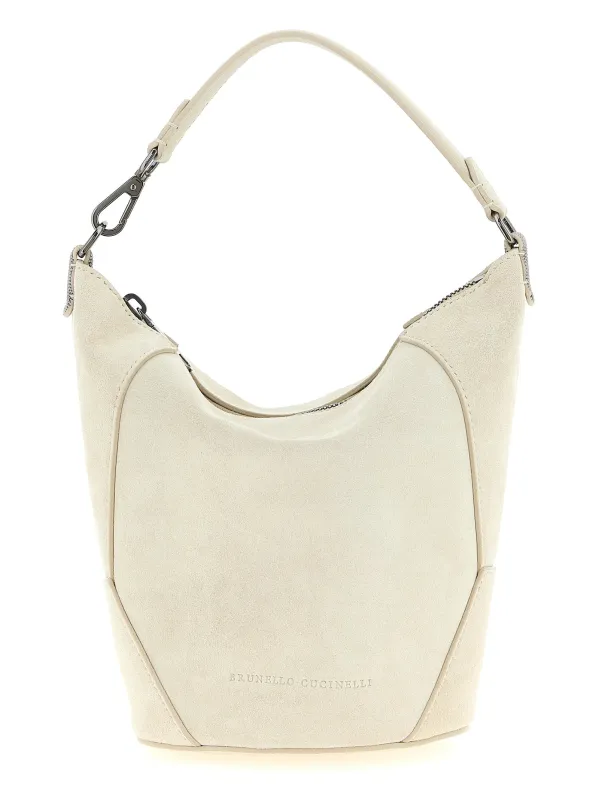 Suede Handbag Hand Bags White made by Brunello Cucinelli
