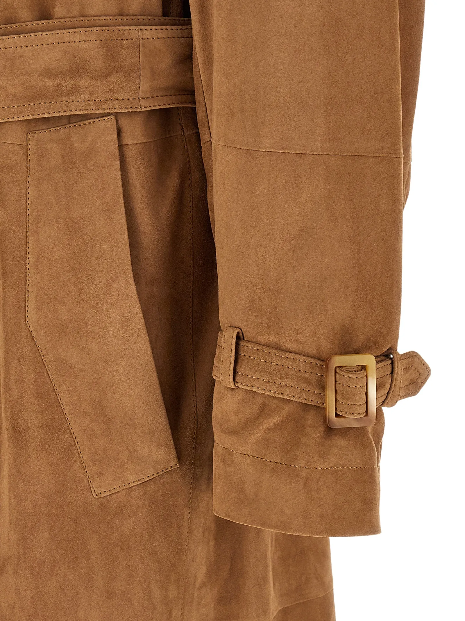 Suede Trench Coat Puffer Jackets Beige sold by Wanan Luxury product image thumbnail 4