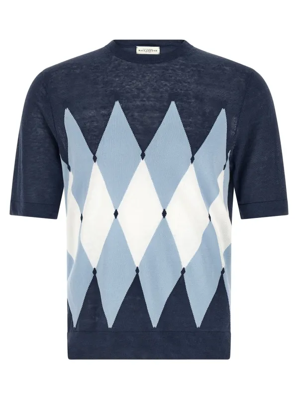 Argyle T-Shirt Blue sold by Wanan Luxury