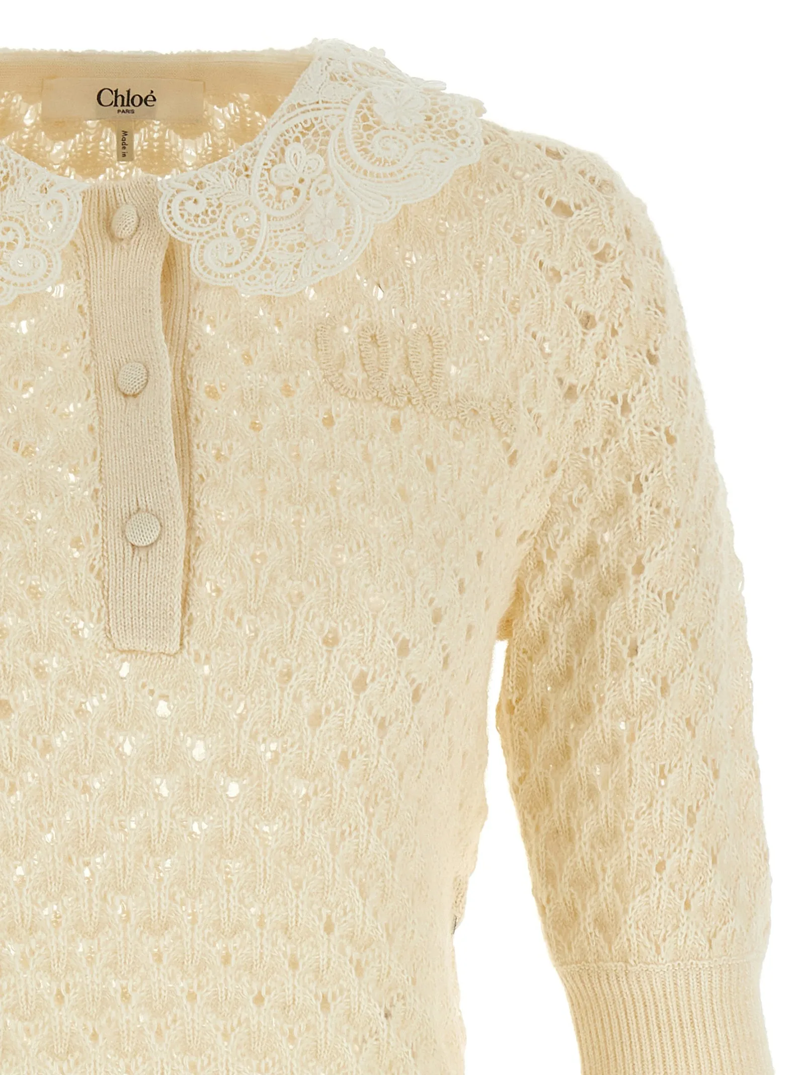 Pointelle Knit Sweaters And Cardigans White sold by Wanan Luxury product image thumbnail 3