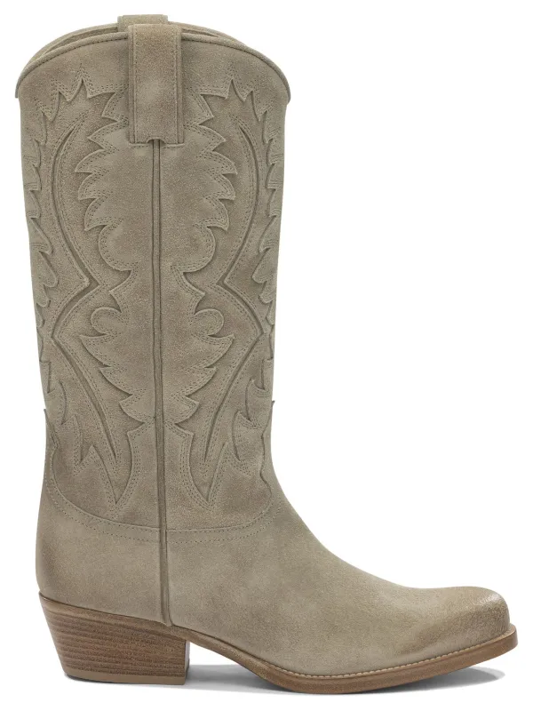 Leather Cowboy Boots Boots And Ankle Boots Beige made by Sartore