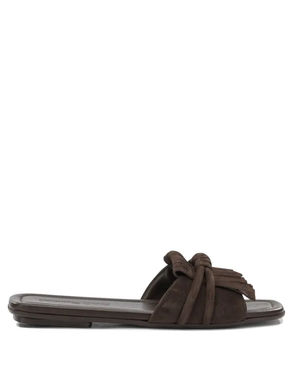 Slide In Pelle Scamosciata Sandals Brown made by Wanan Luxury