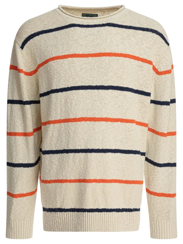 Striped Crewneck Sweater Knitwear White made by BEAMS PLUS