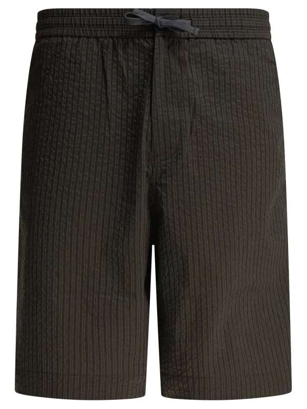 Striped Seersucker Shorts Green made by MAISON KITSUNE