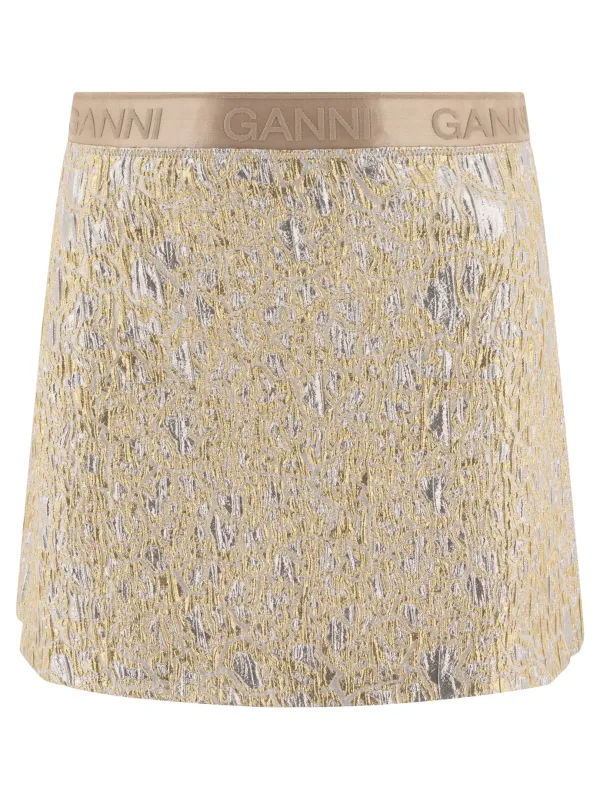 Gold And Silver Miniskirt Skirts Gold made by Ganni