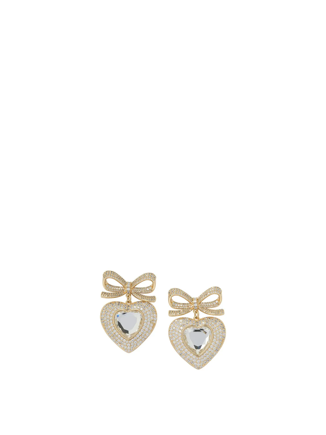 Heart-Shaped Earrings With Embellished Bow Jewels Gold sold by Wanan Luxury