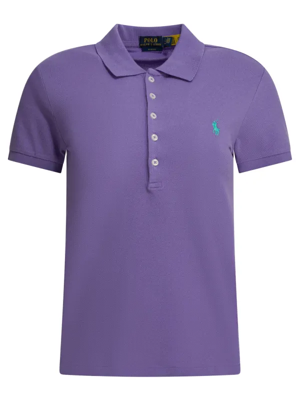 Slim-Fit Stretch Polo Shirt With Logo Polo Shirts Purple made by Polo by Ralph Lauren
