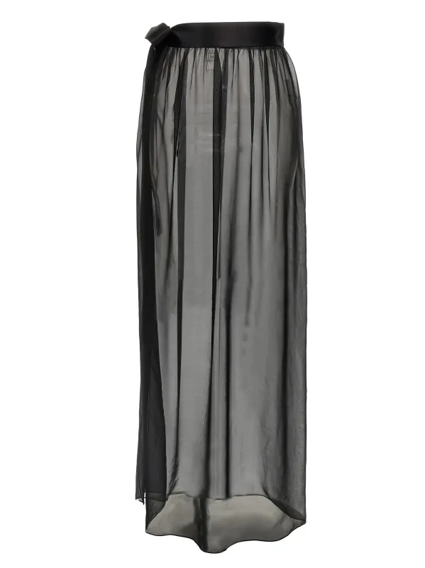 Chiffon Long Skirt Skirts Black sold by Wanan Luxury