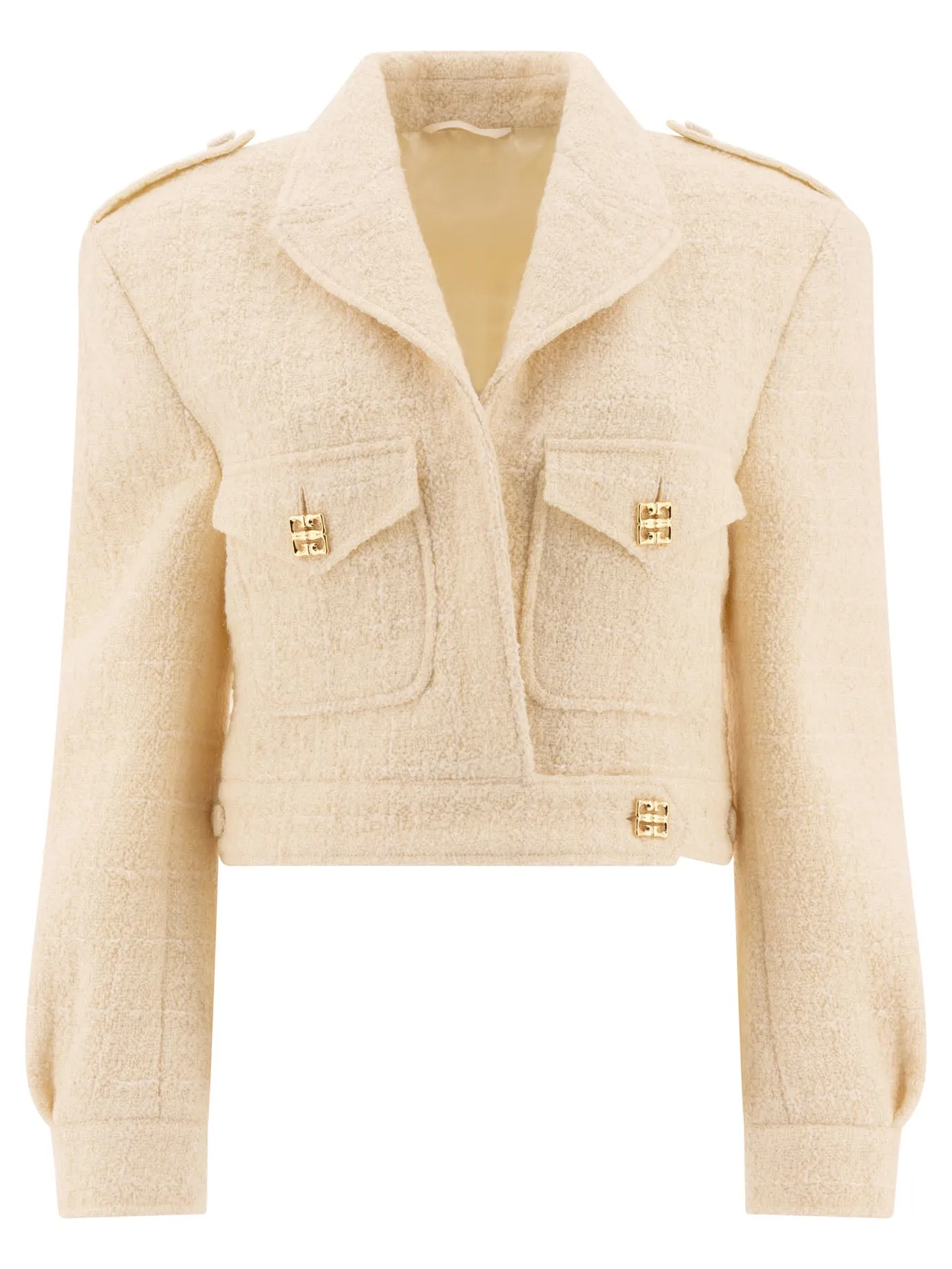 Short Tweed Jacket With 4g Detail Jackets And Coats White sold by Wanan Luxury
