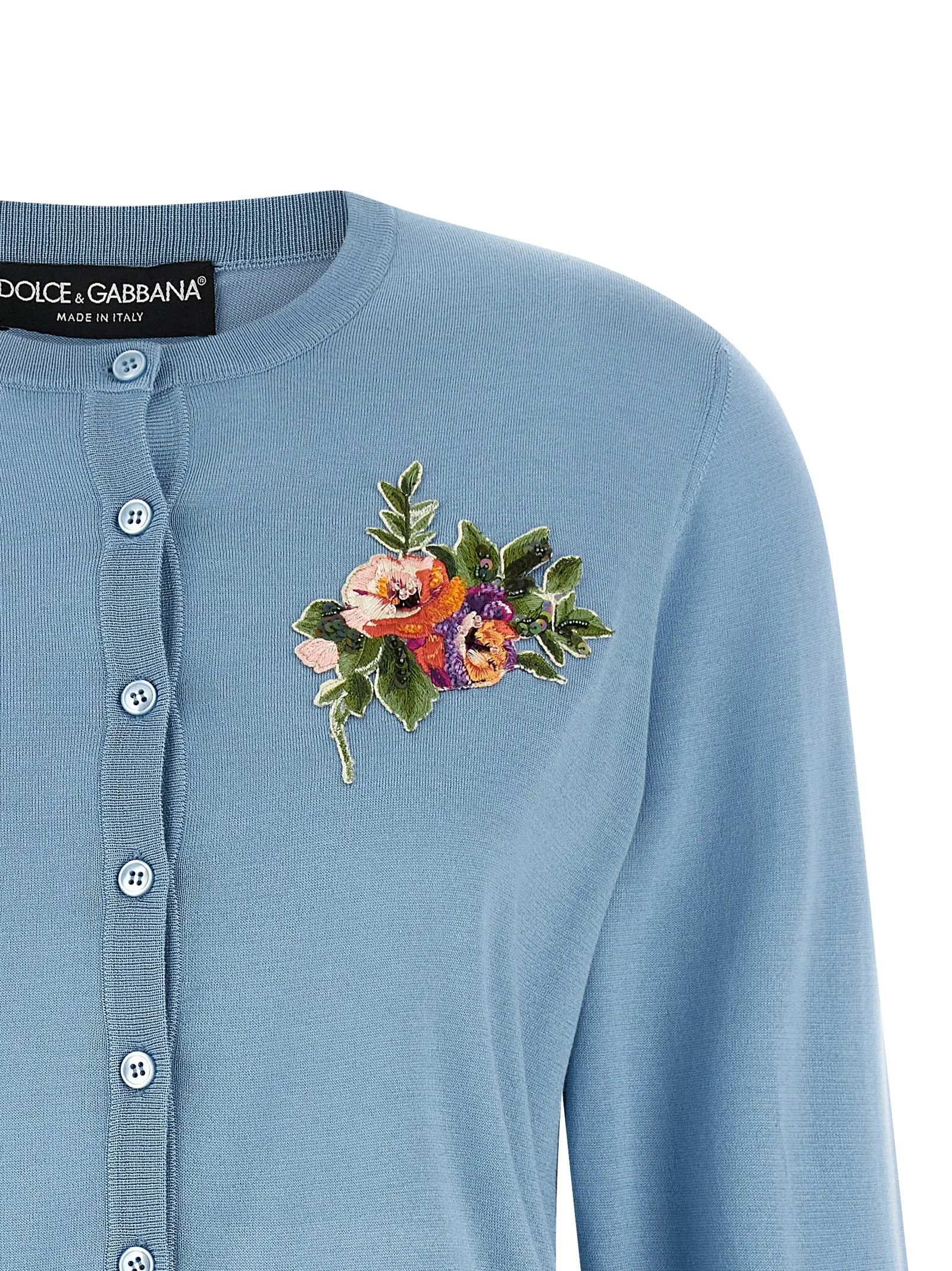 Floral Embroidery Cardigan Sweaters And Cardigans Light Blue sold by Wanan Luxury product image thumbnail 3
