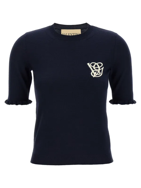 Valentino Garavani Vg Embroidery Top Tops Blue made by Valentino Garavani