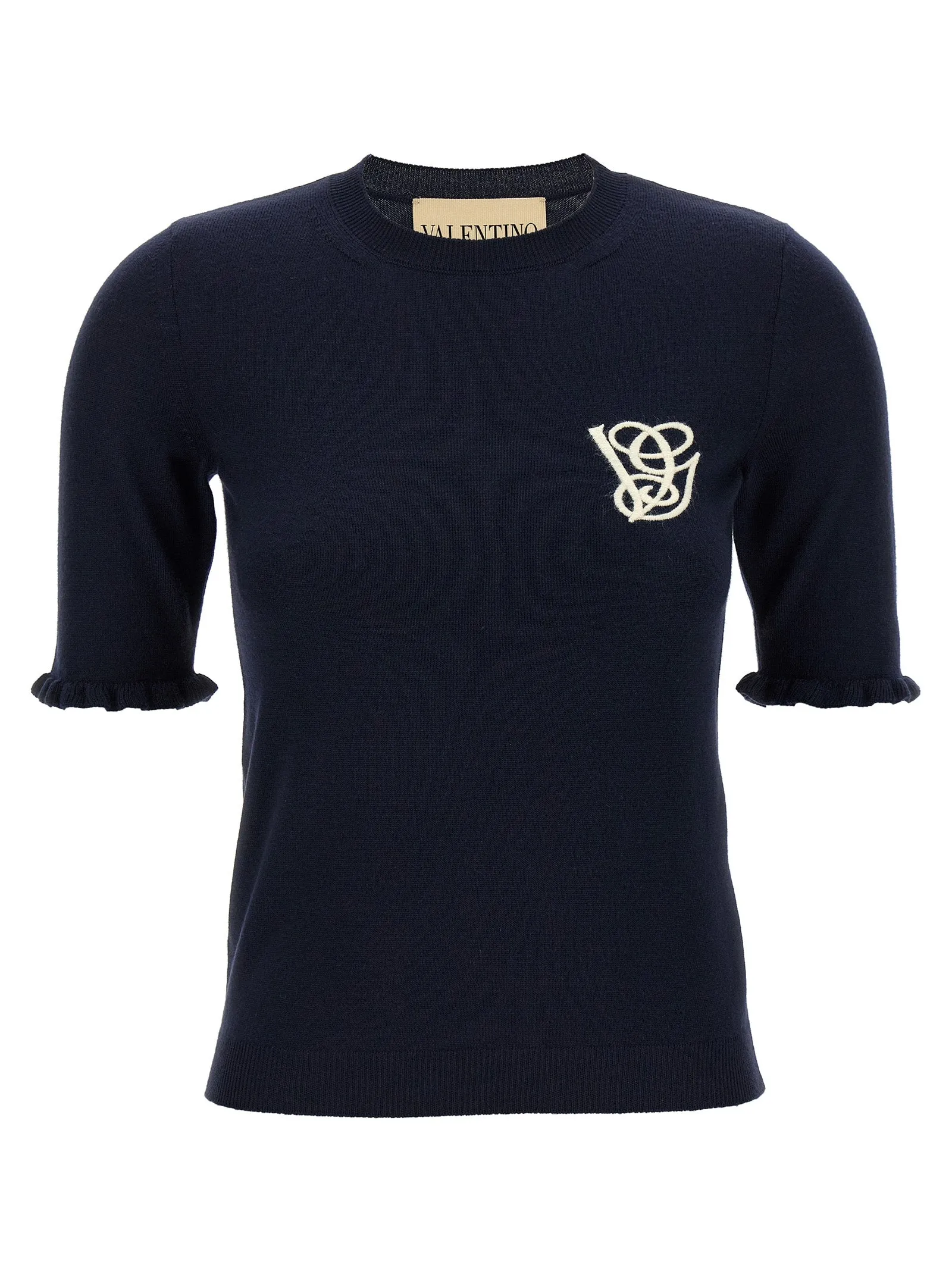 Valentino Garavani Vg Embroidery Top Tops Blue sold by Wanan Luxury