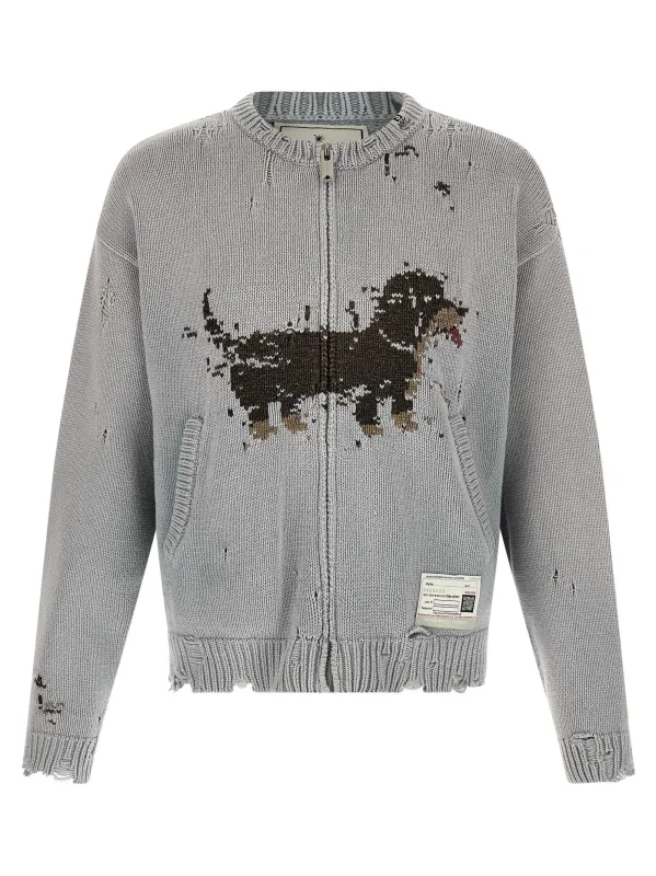 Dog Jacquard Knit Sweaters And Cardigans Gray made by Maison MIHARA YASUHIRO