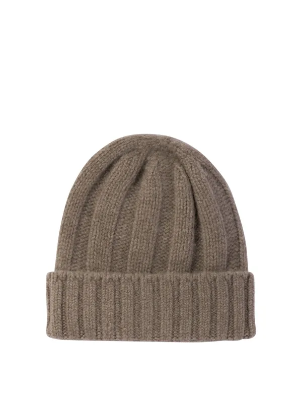 Ribbed Cashmere Beanie Hats Brown made by BEAMS PLUS