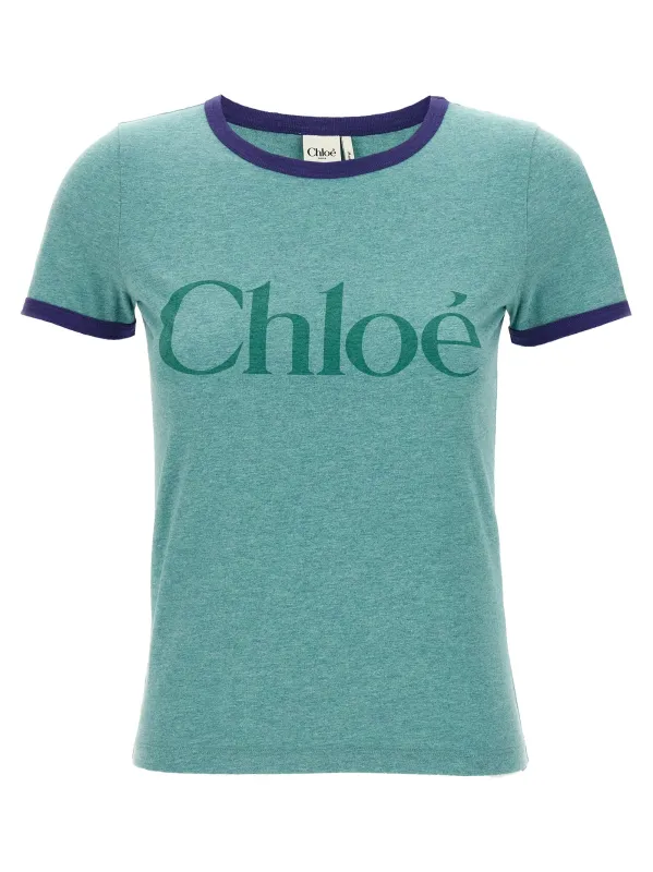 Logo Print T-Shirt Green made by Chloe