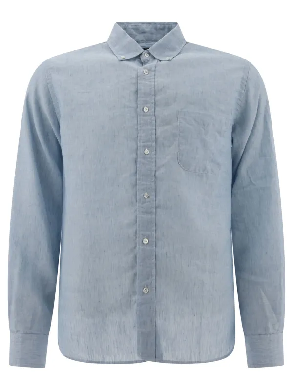 Linen Shirt With Chest Pocket Shirts Light Blue made by BEAMS PLUS