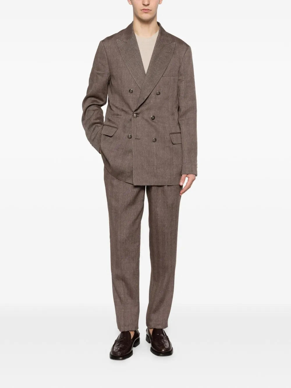 Wool And Linen Double-Breasted Suit sold by Wanan Luxury product image thumbnail 5