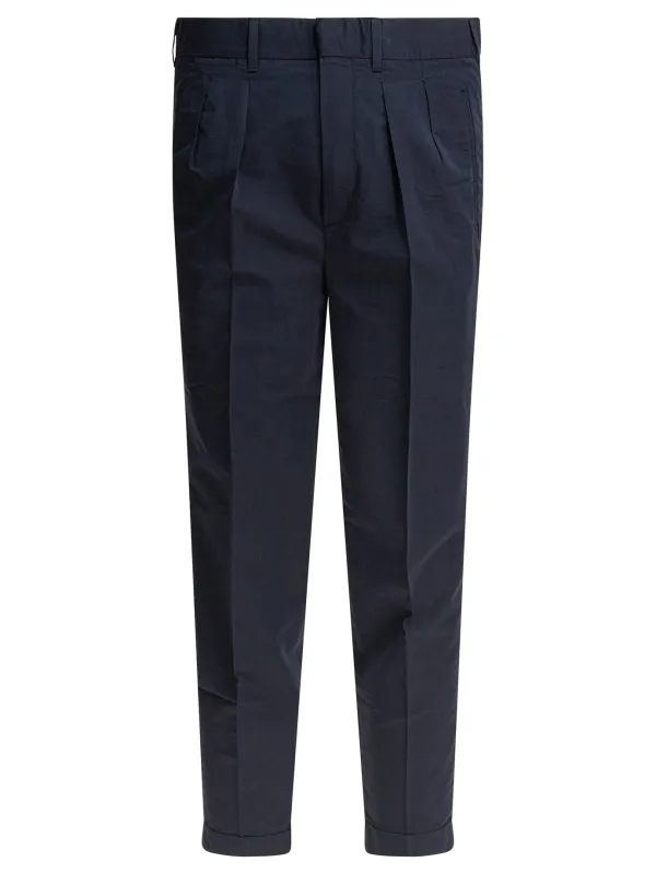 Poplin With Double Darts Trousers Blue made by Tom Ford