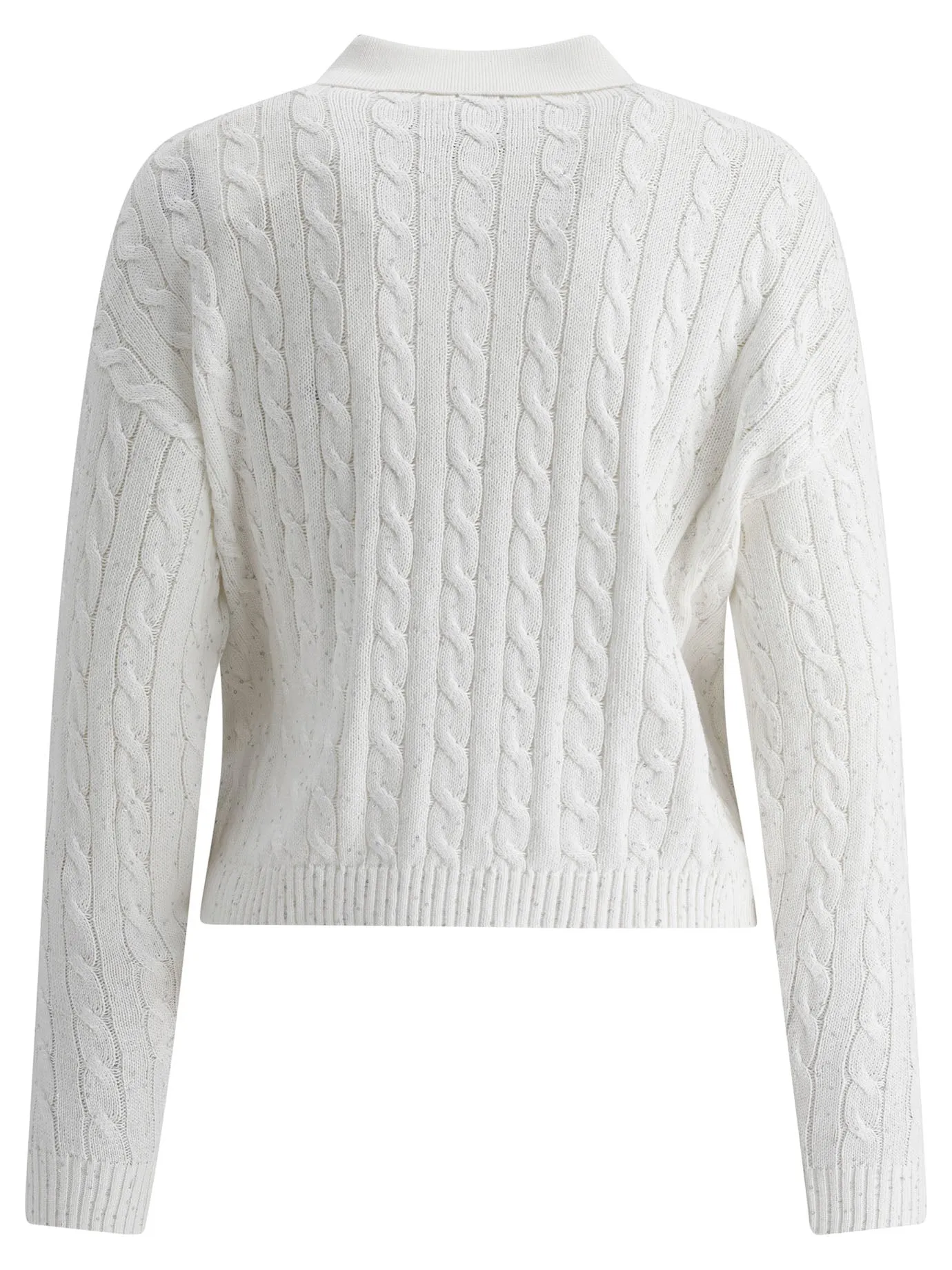 Dazzling Cables Knit Polo Shirt Polo Shirts White sold by Wanan Luxury product image thumbnail 2