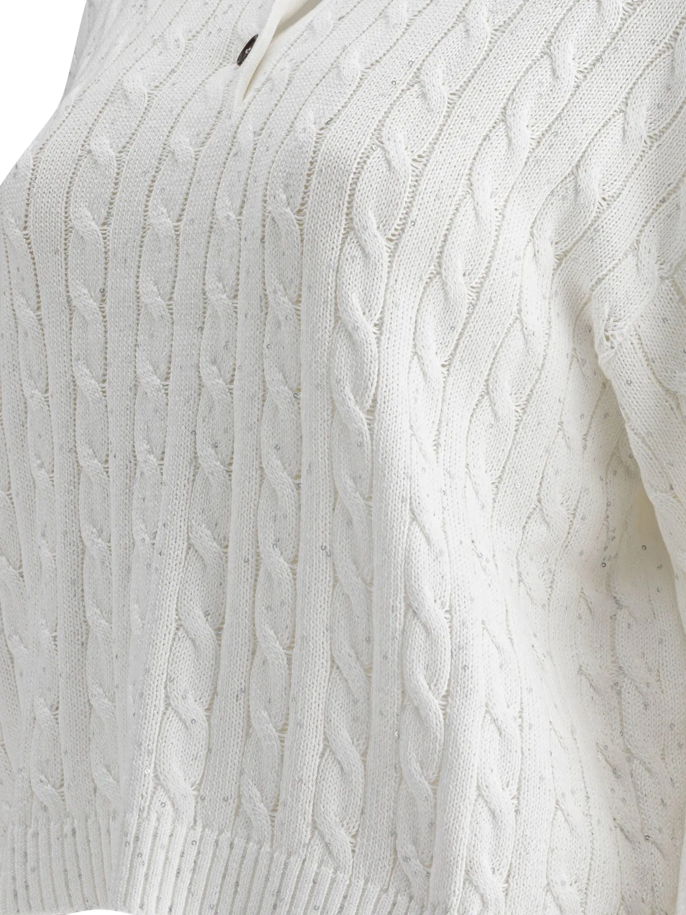 Dazzling Cables Knit Polo Shirt Polo Shirts White sold by Wanan Luxury product image thumbnail 4