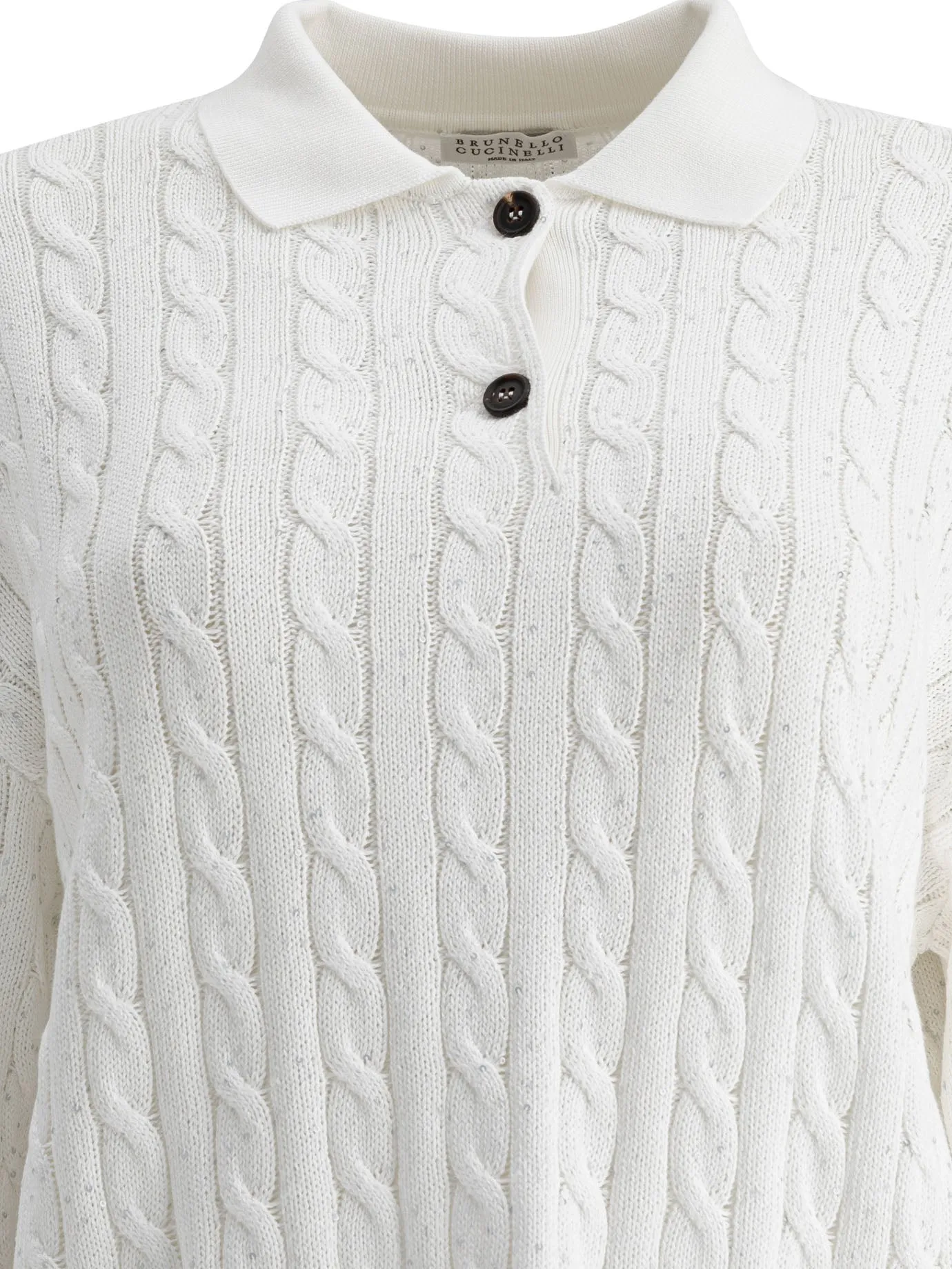 Dazzling Cables Knit Polo Shirt Polo Shirts White sold by Wanan Luxury product image thumbnail 3