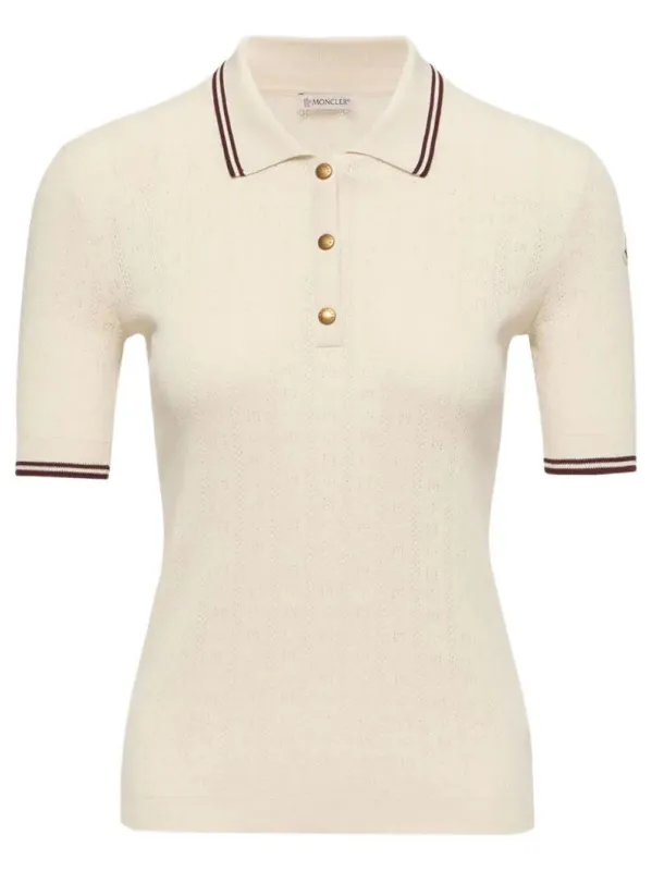 Rhombus And Logo Pattern Cotton Polo Shirt made by Moncler