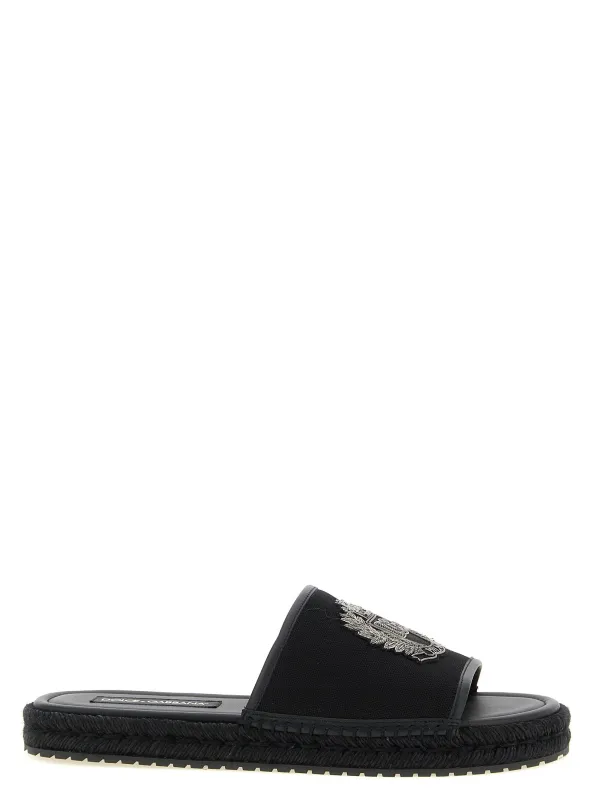 Cross-Stitch Espadrilles Sandals Black made by Dolce & Gabanna