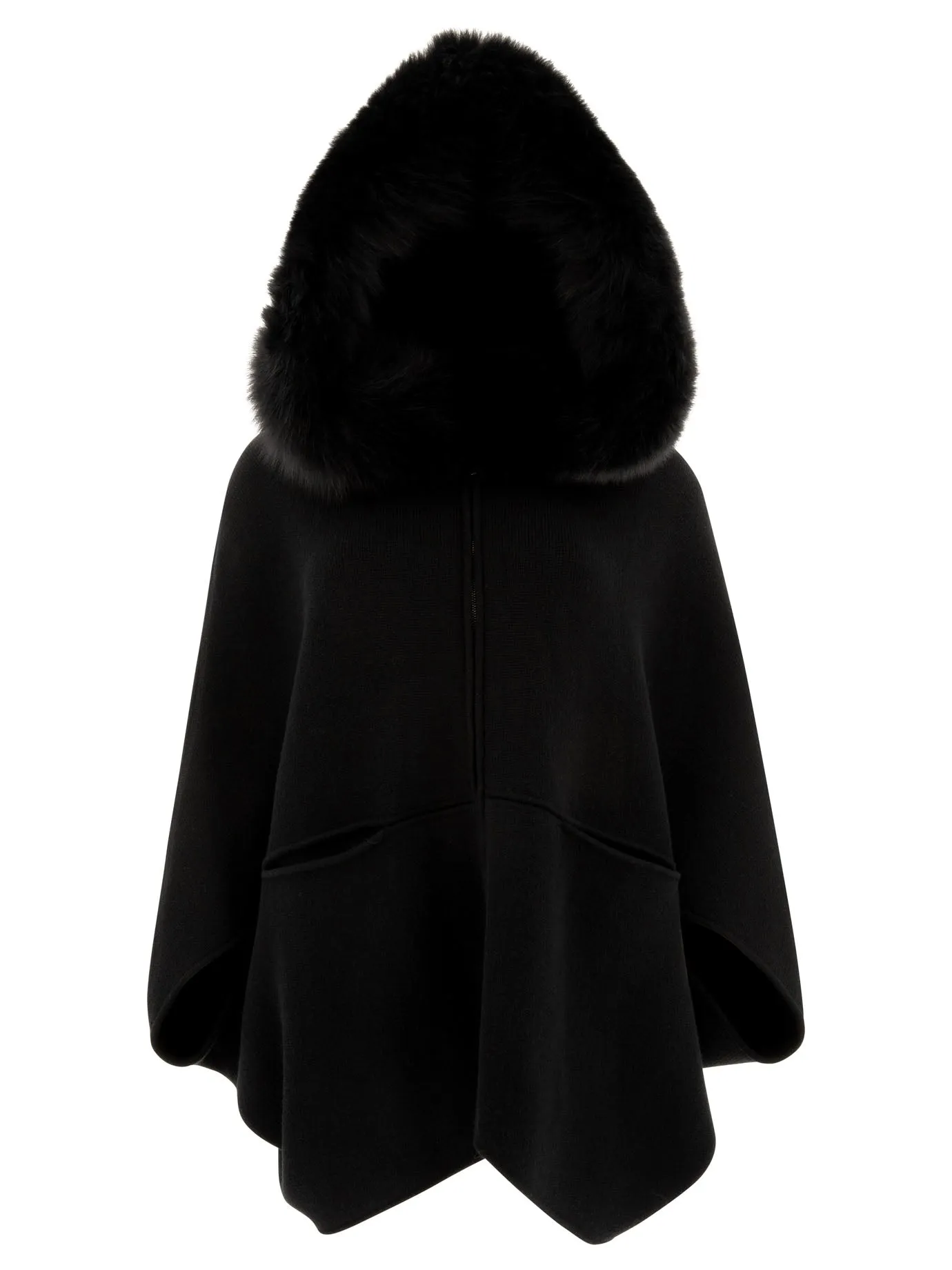 Wool And Cashmere Poncho Jackets And Coats Black sold by Wanan Luxury