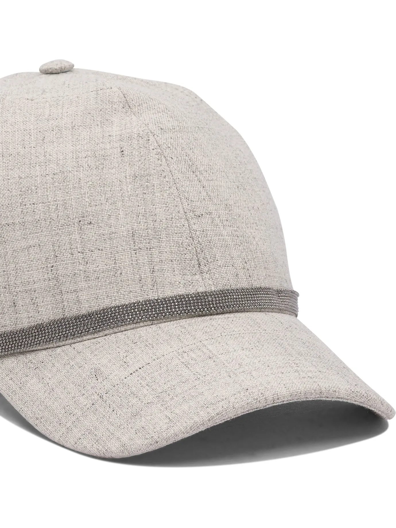 Linen Baseball Hat With Shiny Band Hats Grey sold by Wanan Luxury product image thumbnail 4