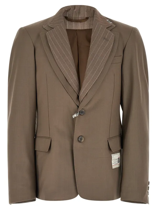 Double Layer Lapel Jacket Blazer Beige made by Maison MIHARA YASUHIRO