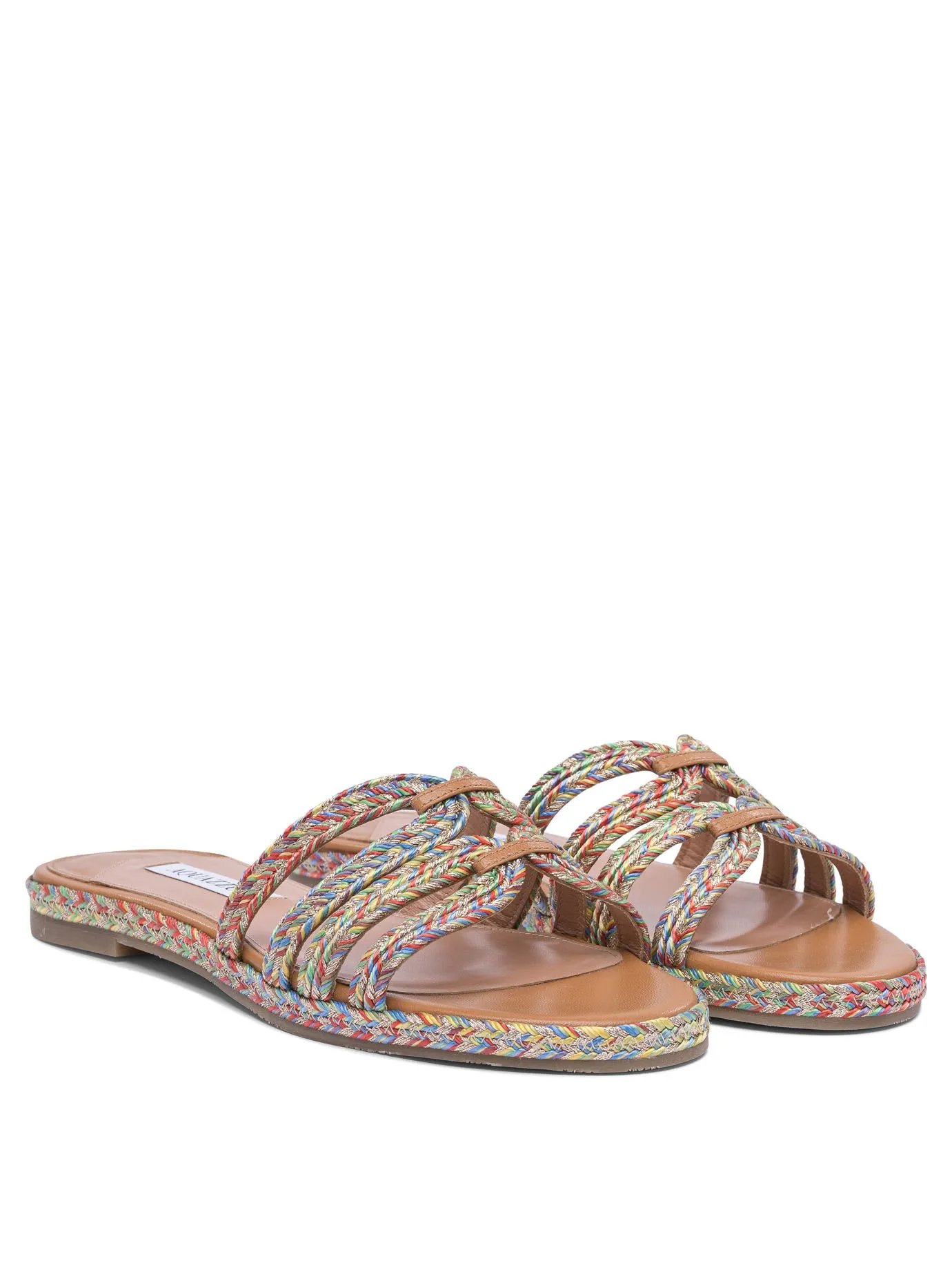 Leather With Viscose Details Sandals Beige sold by Wanan Luxury product image thumbnail 2