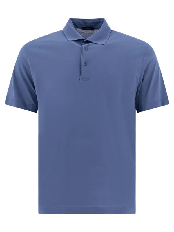 Cotton Short-Sleeved Polo Shirt Polo Shirts Light Blue made by Herno
